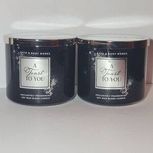 2 Bath & Body Works A Toast To You 3 Wick Candle Bundle